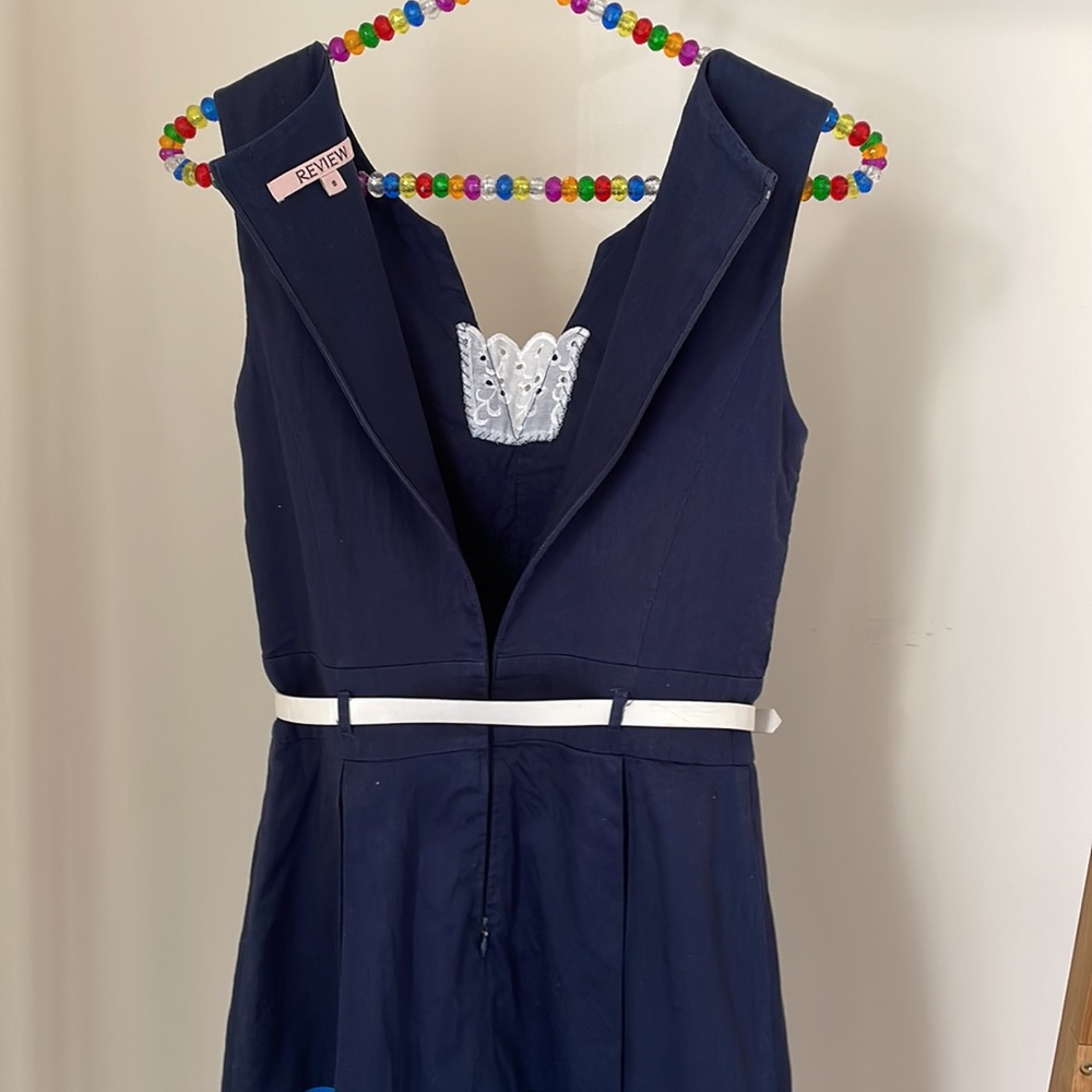 🌷2 for $20🌷 REVIEW navy striped day dress with white belt - Picture 10 of 15